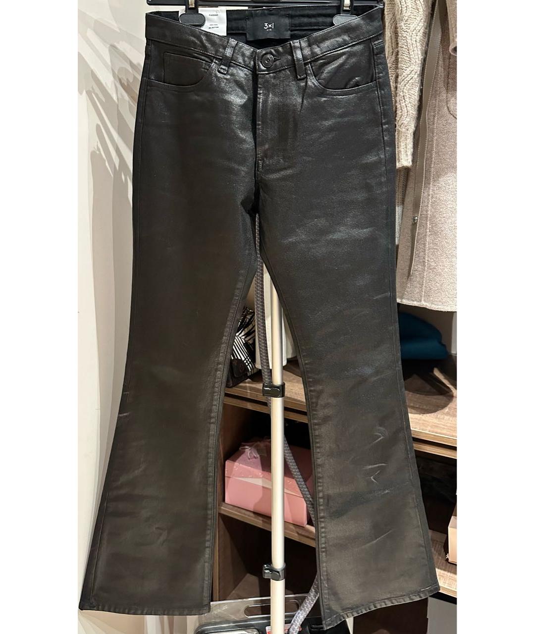 3X1 Черные хлопко-лиоцелловые джинсы клеш, фото 9