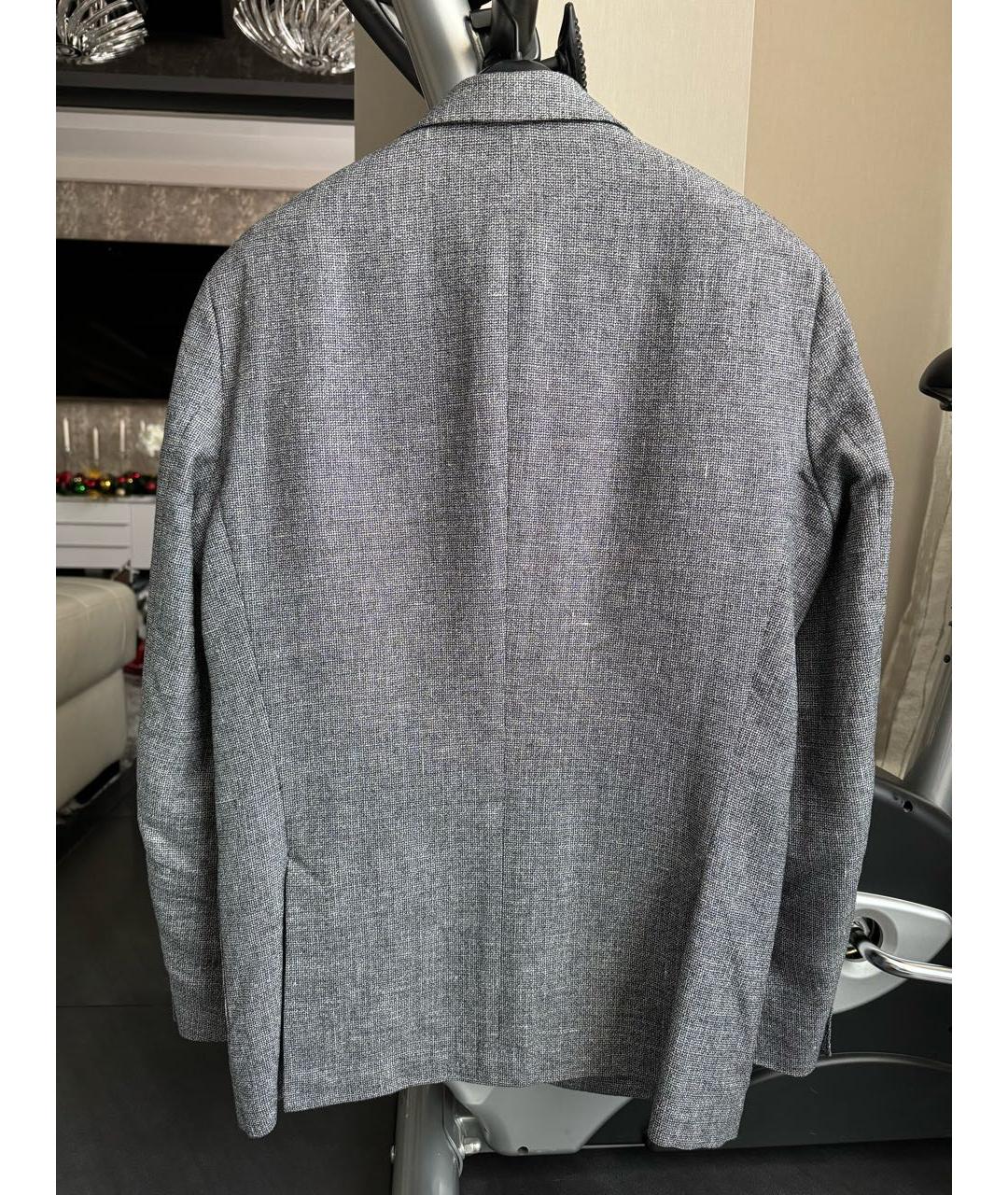 HUGO BOSS Серый хлопко-эластановый пиджак, фото 2