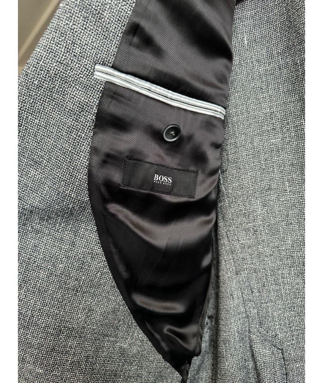 HUGO BOSS Серый хлопко-эластановый пиджак, фото 3