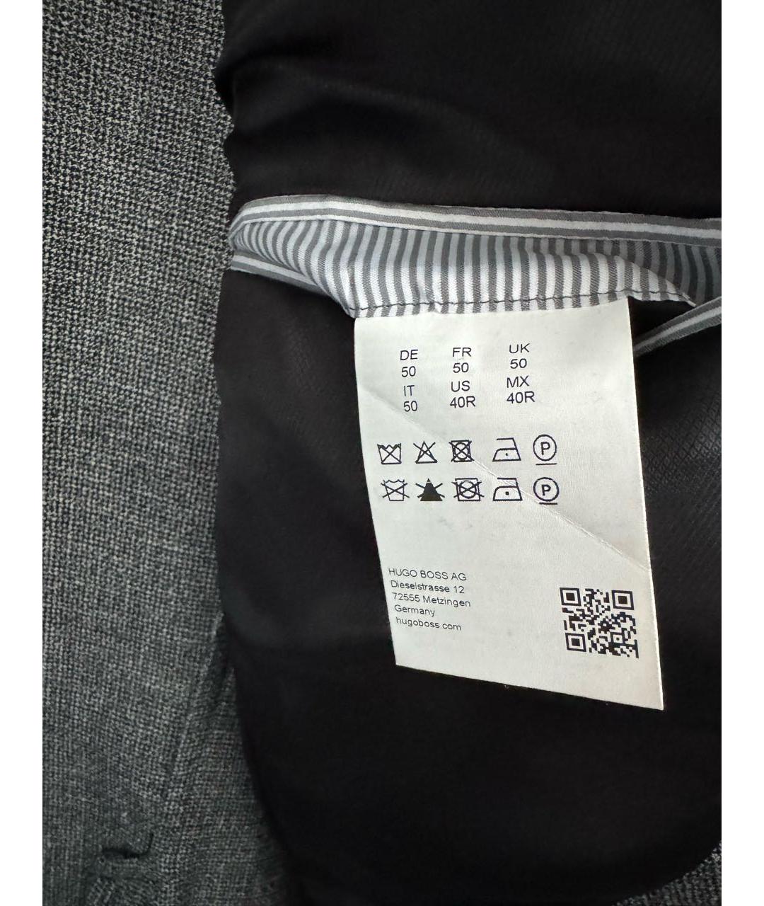 HUGO BOSS Серый хлопко-эластановый пиджак, фото 5