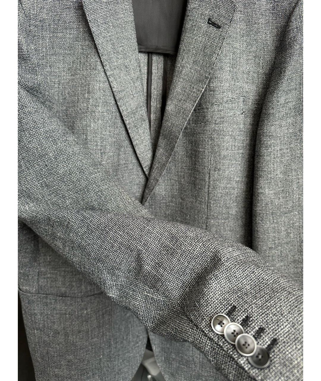 HUGO BOSS Серый хлопко-эластановый пиджак, фото 4