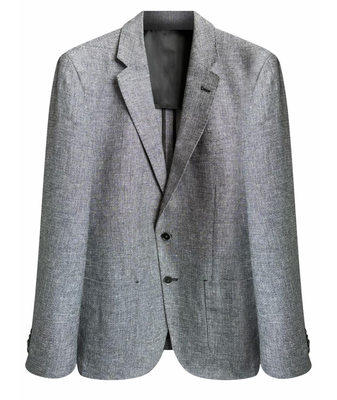 HUGO BOSS Серый хлопко-эластановый пиджак, фото 1