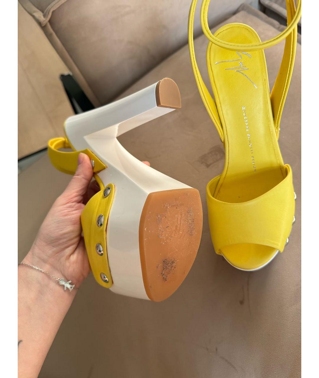 GIUSEPPE ZANOTTI DESIGN Желтые кожаные босоножки, фото 4