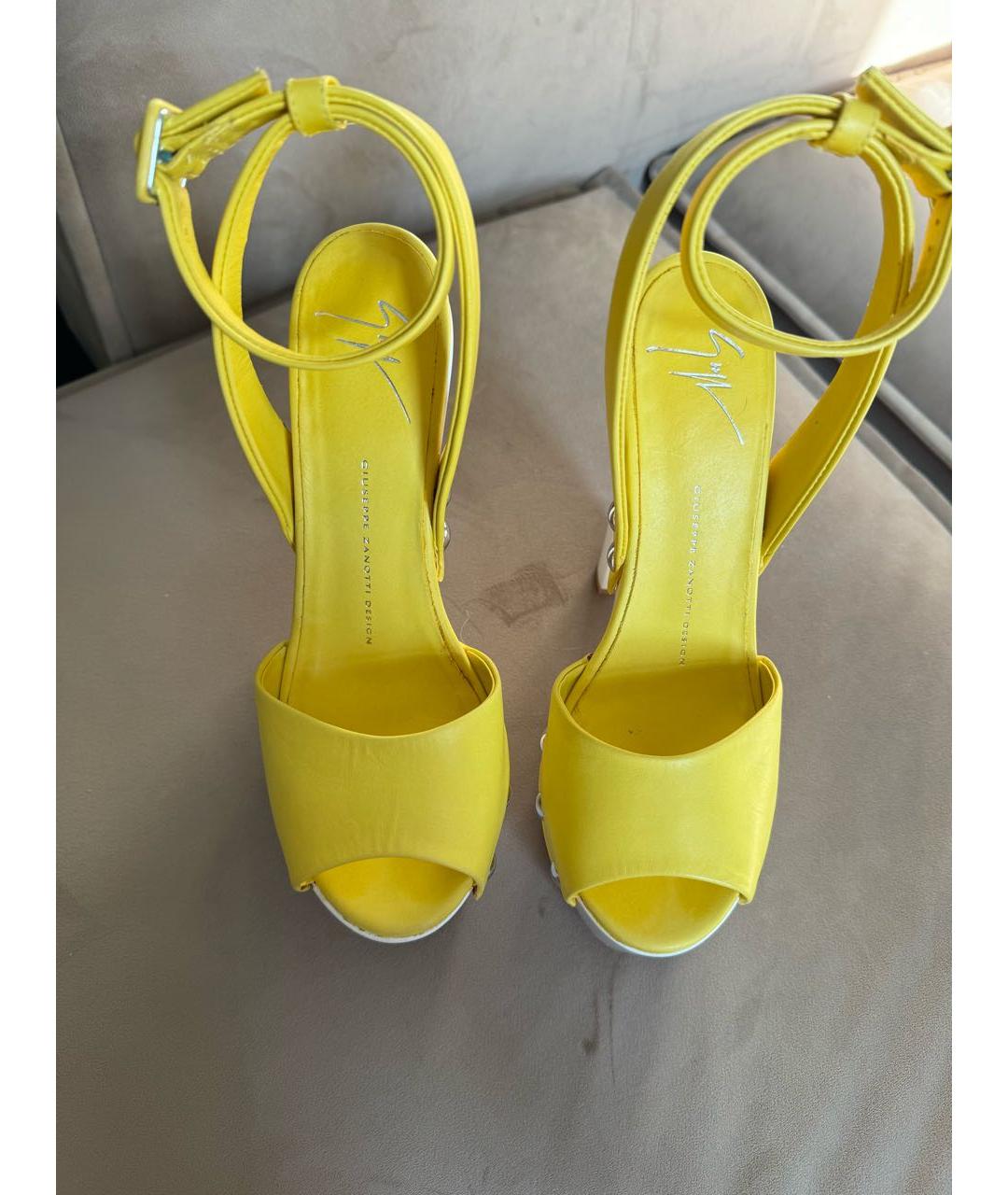GIUSEPPE ZANOTTI DESIGN Желтые кожаные босоножки, фото 2