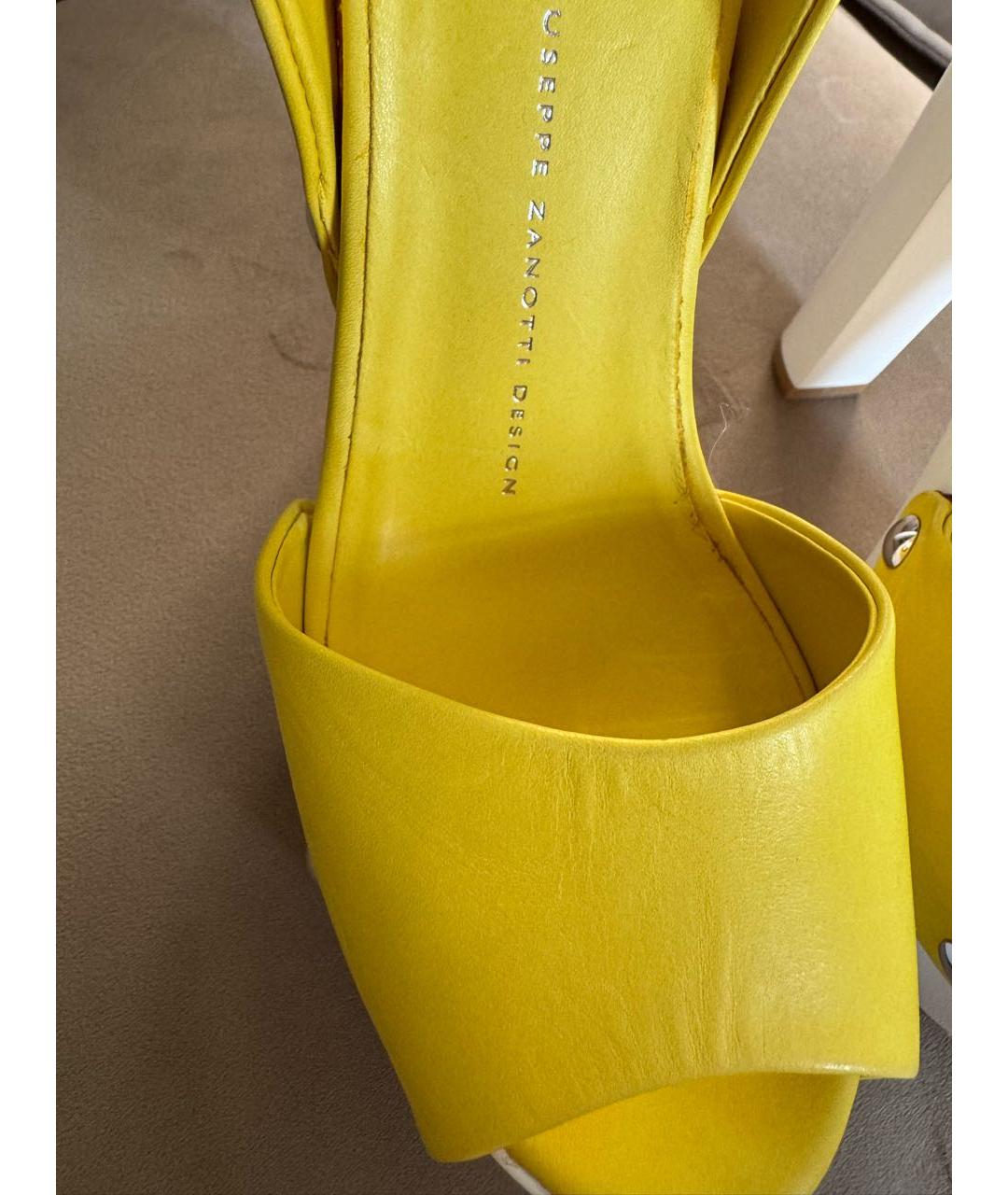 GIUSEPPE ZANOTTI DESIGN Желтые кожаные босоножки, фото 3