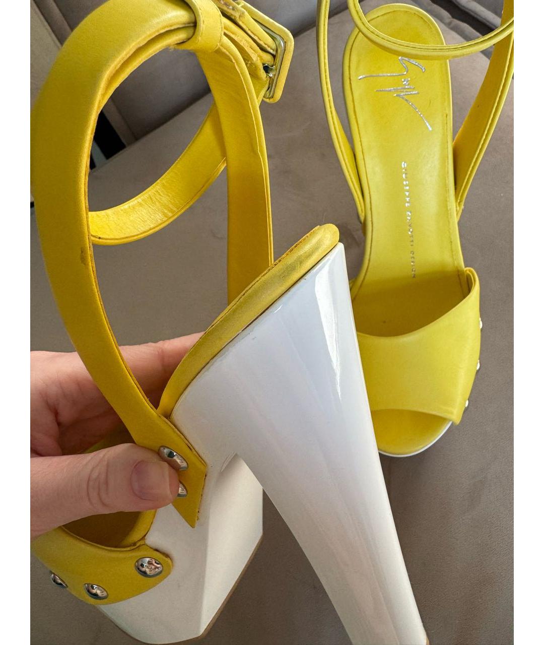 GIUSEPPE ZANOTTI DESIGN Желтые кожаные босоножки, фото 6