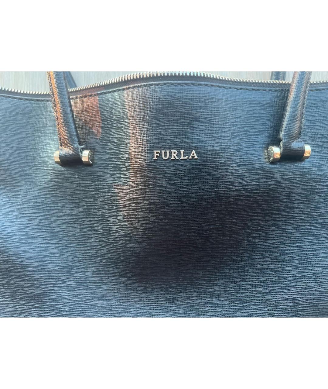 FURLA Черная кожаная сумка тоут, фото 2