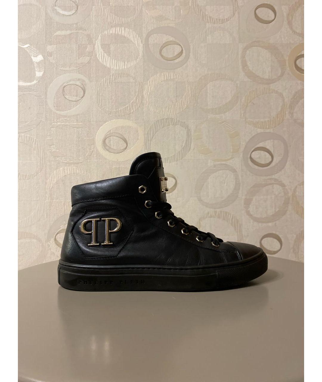 PHILIPP PLEIN Черные кожаные кроссовки, фото 5