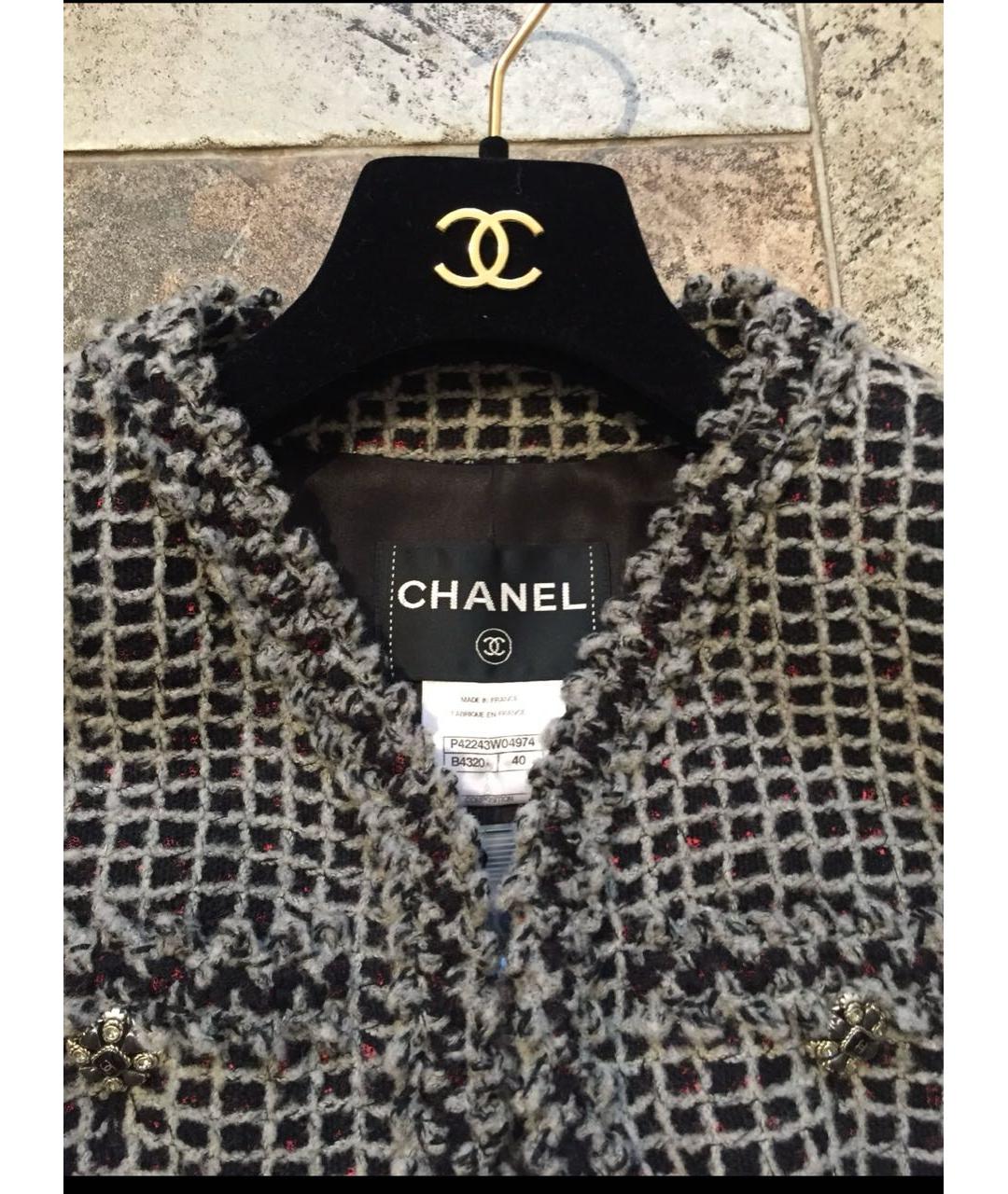 CHANEL Черное шерстяное пальто, фото 3