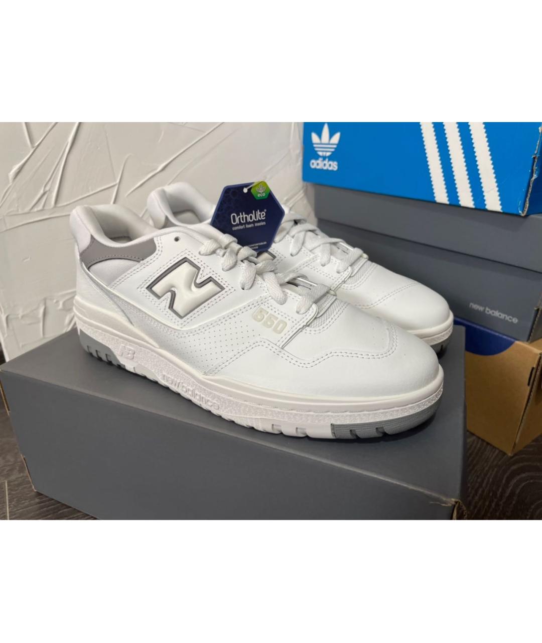 NEW BALANCE Белые кеды из искусственной кожи, фото 5