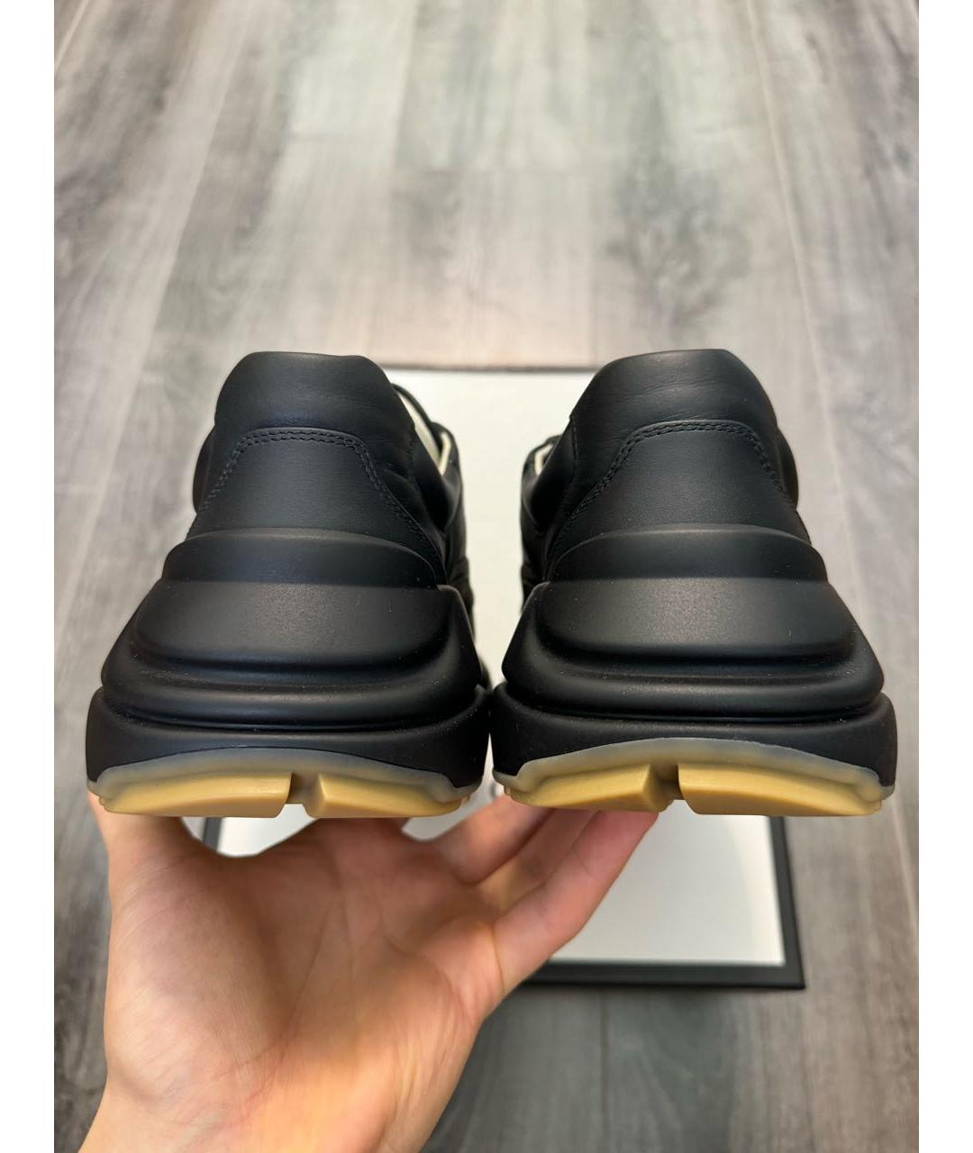 GUCCI Черные кожаные низкие кроссовки / кеды, фото 4