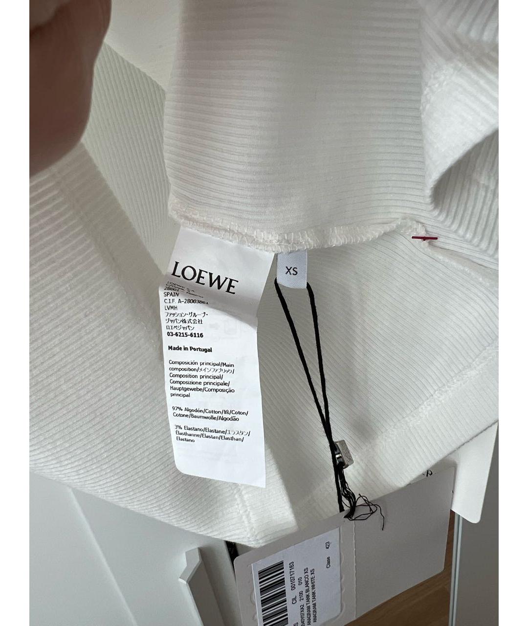 LOEWE Белая хлопковая майка, фото 5
