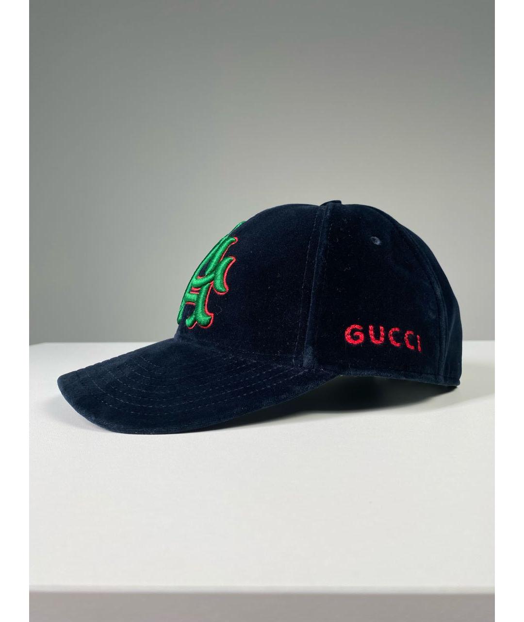 GUCCI Синяя бархатная кепка/бейсболка, фото 2