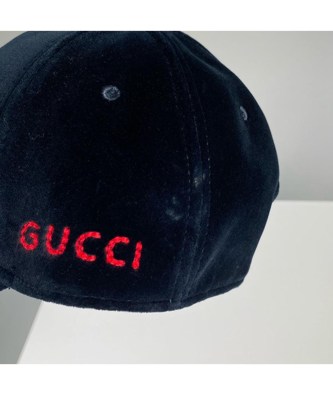 GUCCI Синяя бархатная кепка/бейсболка, фото 5
