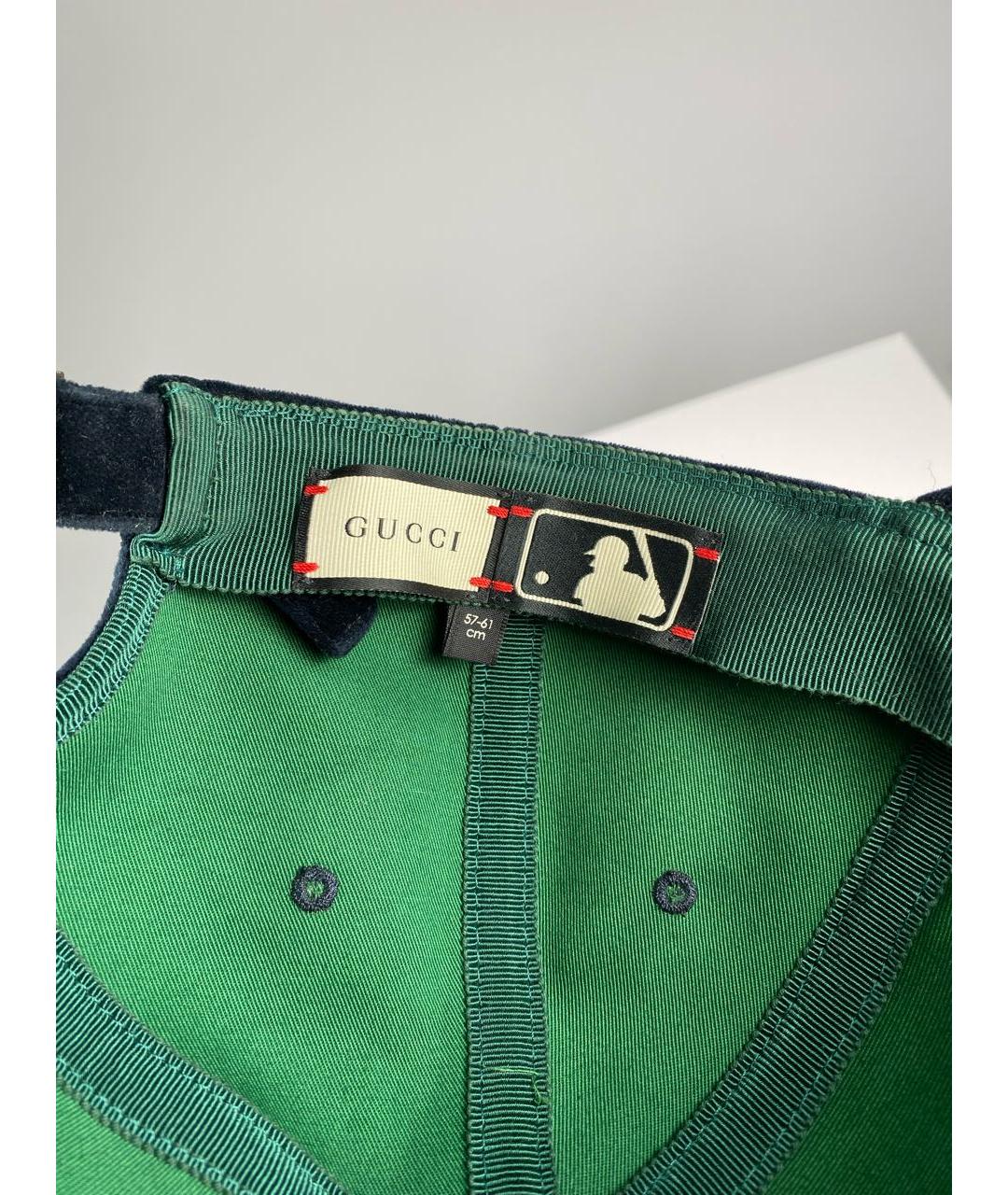 GUCCI Синяя бархатная кепка/бейсболка, фото 4