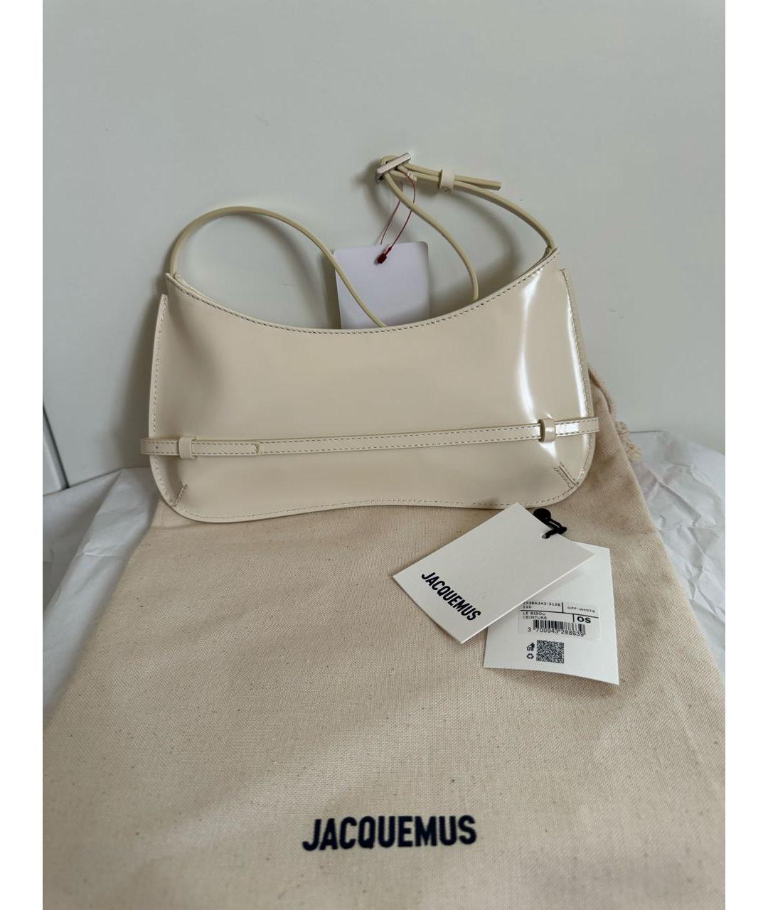 JACQUEMUS Белая кожаная сумка с короткими ручками, фото 4