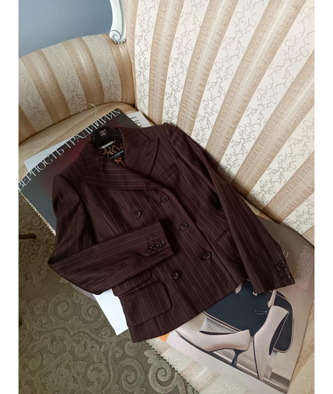 DOLCE&GABBANA Коричневый шерстяной жакет/пиджак, фото 5