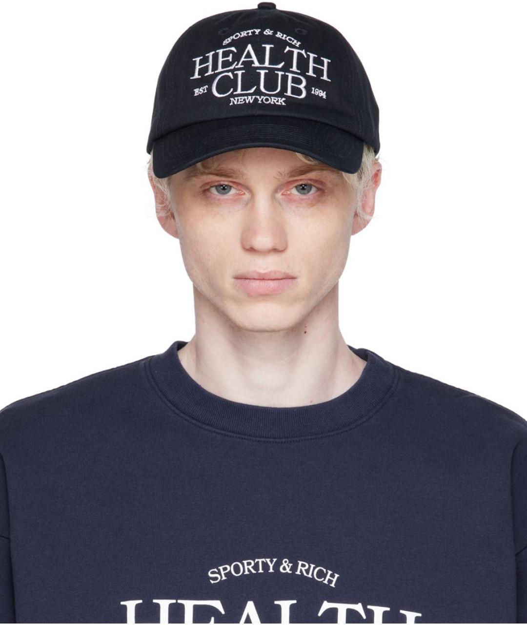 SPORTY AND RICH Темно-синяя хлопковая кепка, фото 5