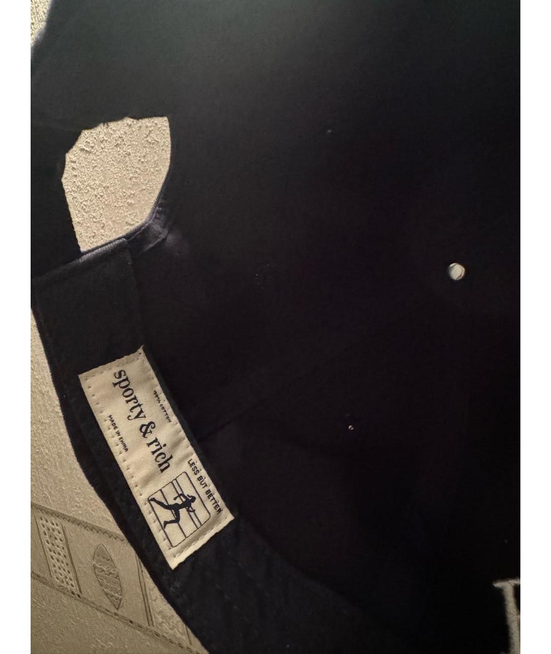 SPORTY AND RICH Темно-синяя хлопковая кепка, фото 7