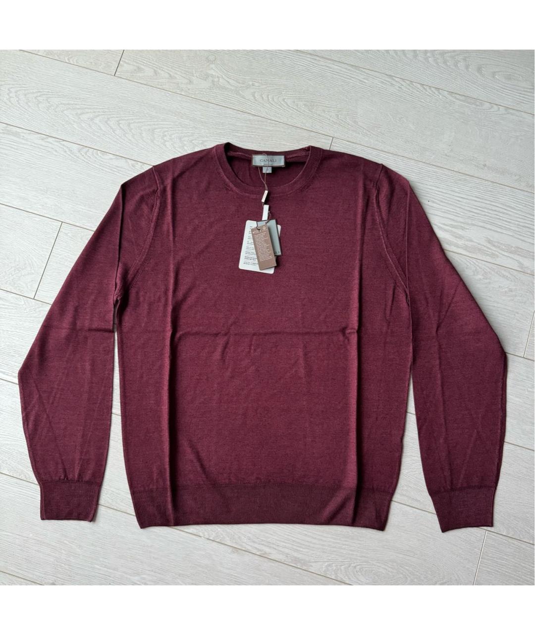 CANALI Бордовый шерстяной джемпер / свитер, фото 2