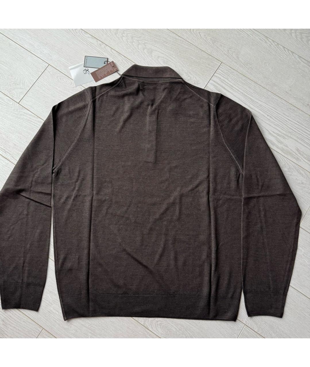 CANALI Коричневый шерстяной джемпер / свитер, фото 7