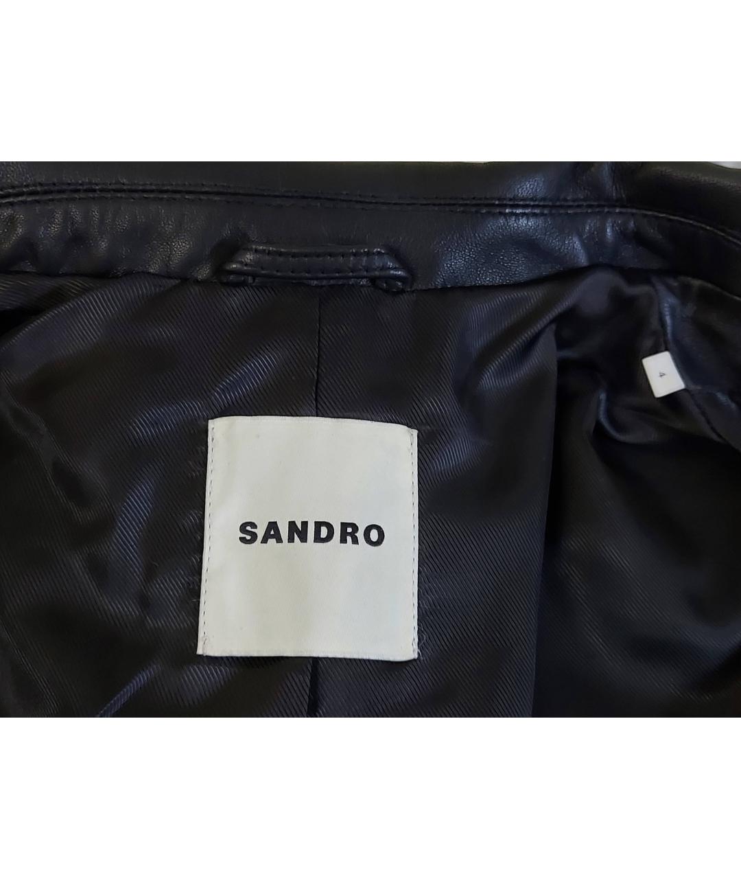 SANDRO Черный кожаный жакет/пиджак, фото 4