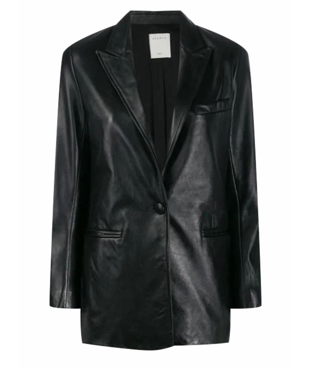 SANDRO Черный кожаный жакет/пиджак, фото 1