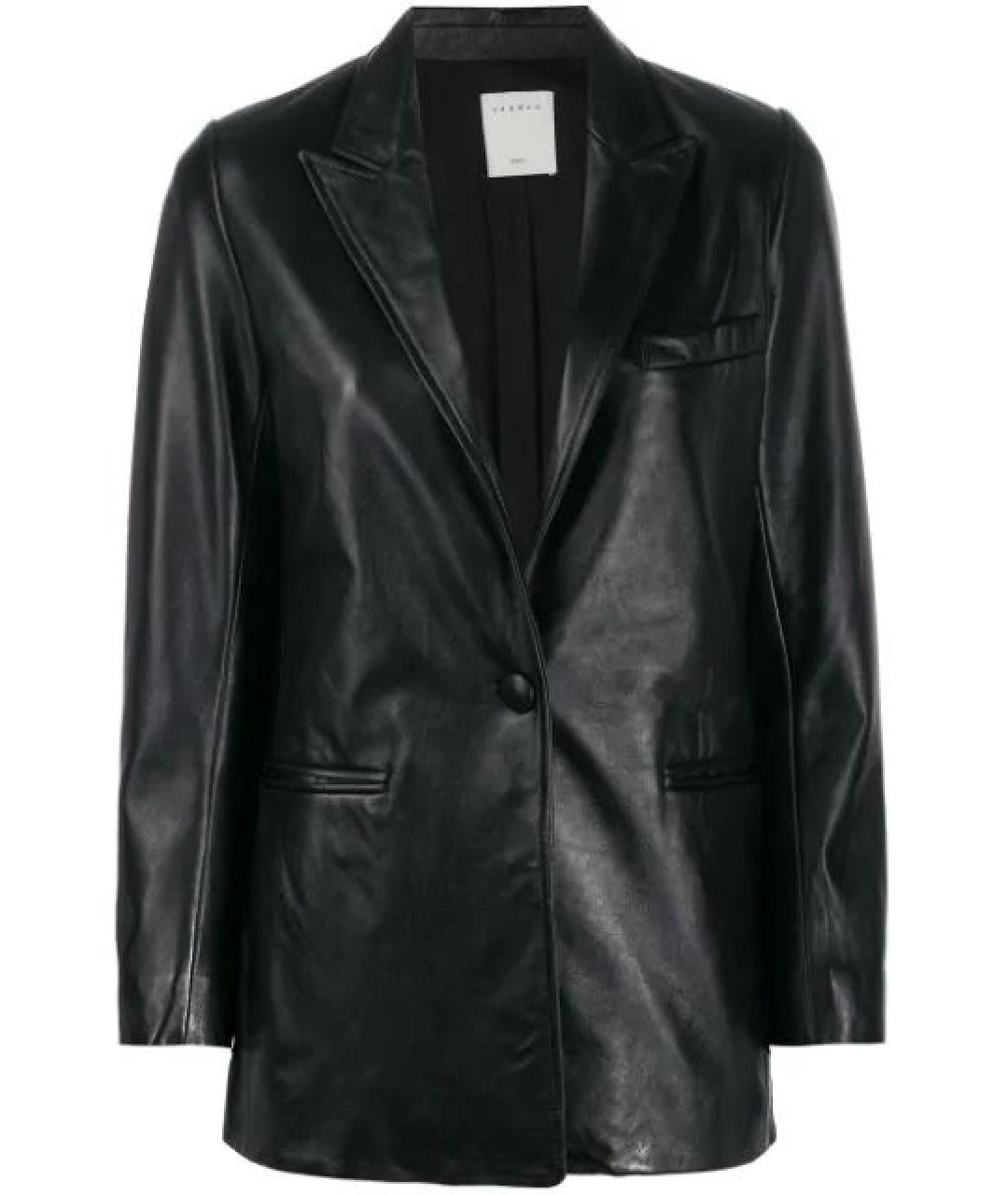 SANDRO Черный кожаный жакет/пиджак, фото 7