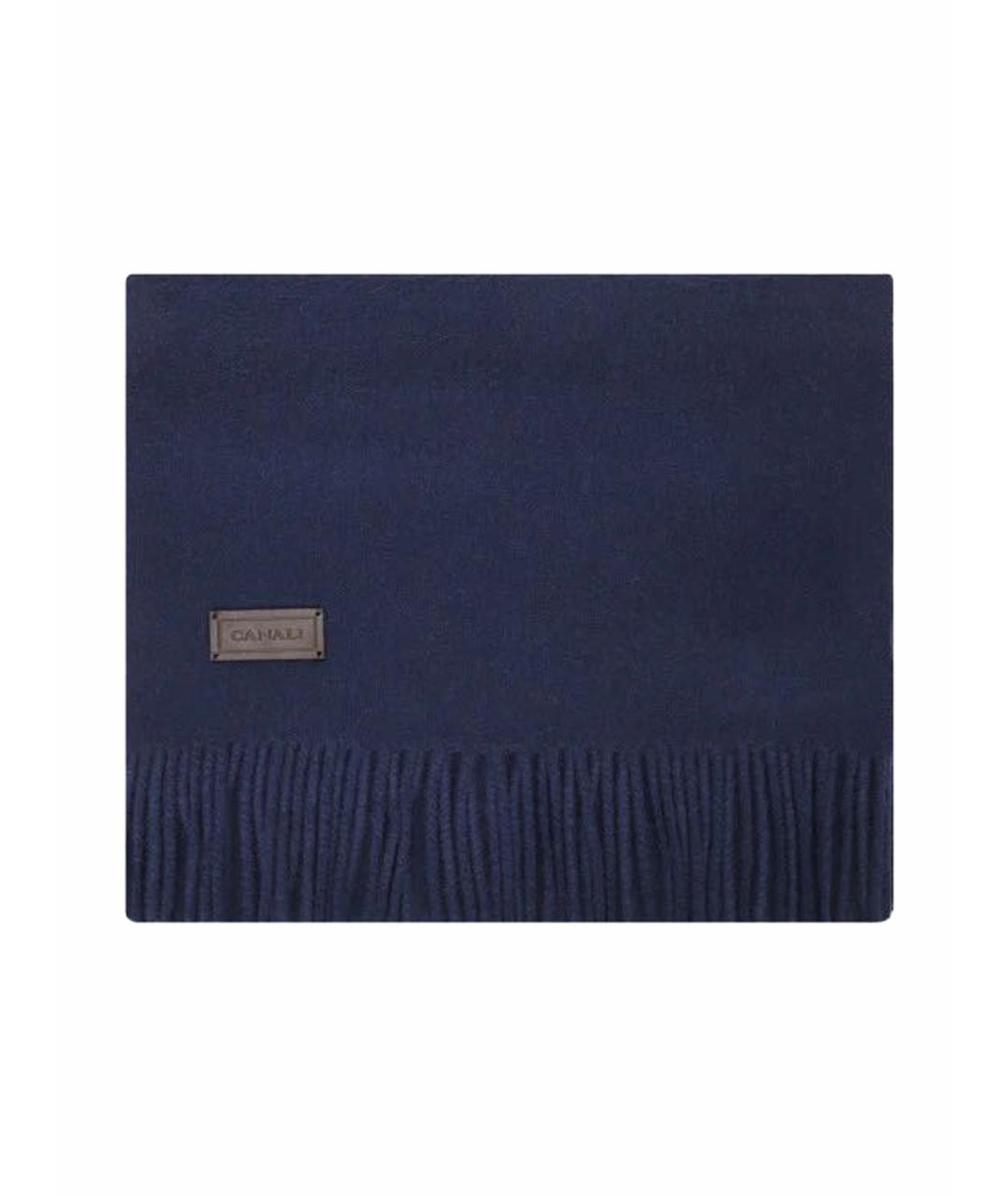CANALI Темно-синий кашемировый шарф, фото 1