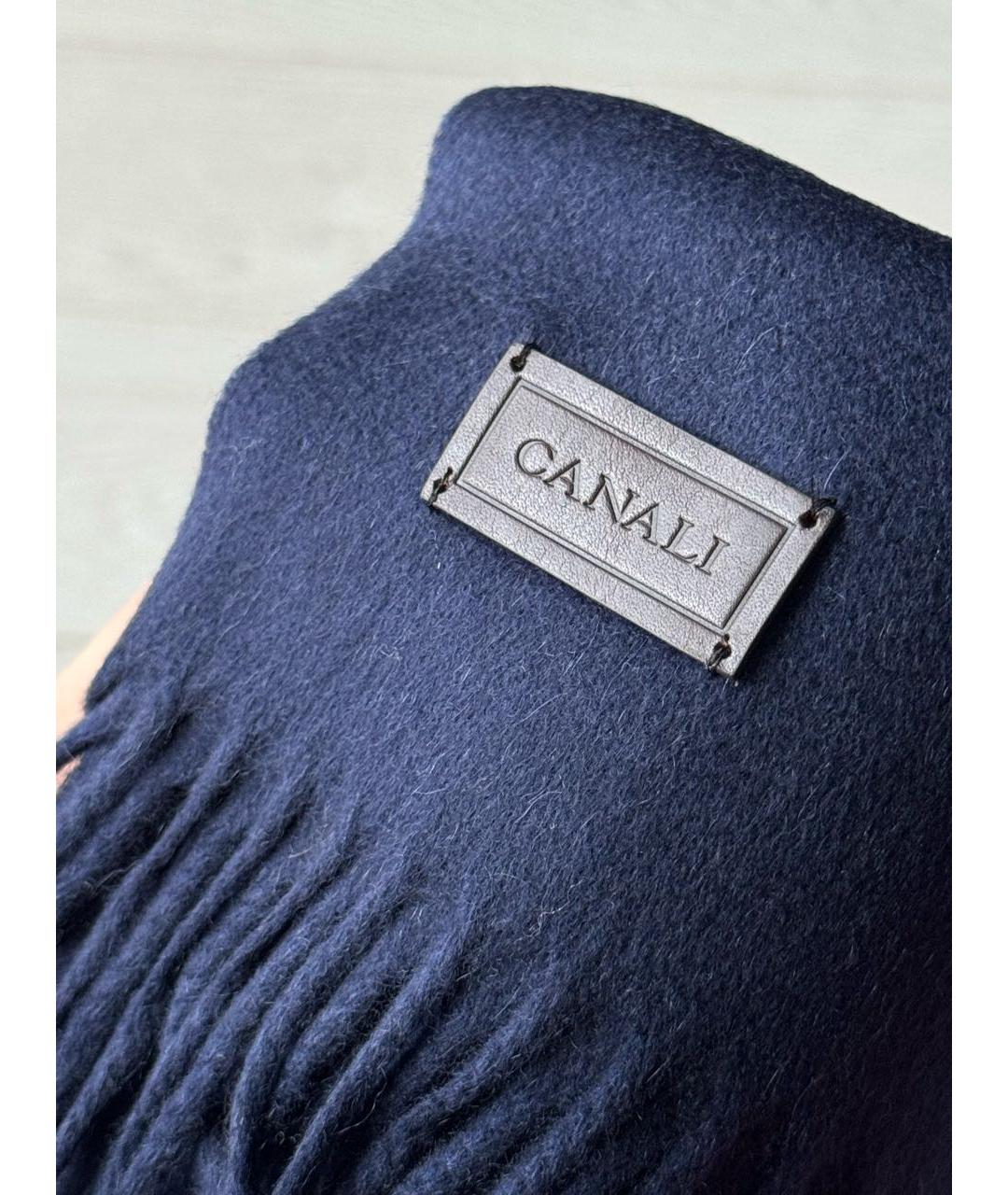 CANALI Темно-синий кашемировый шарф, фото 2