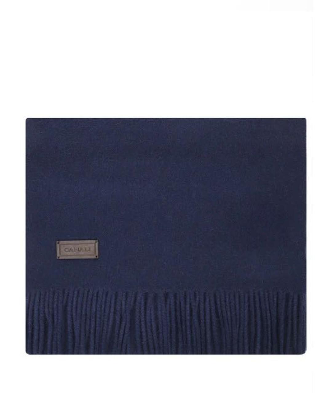 CANALI Темно-синий кашемировый шарф, фото 6