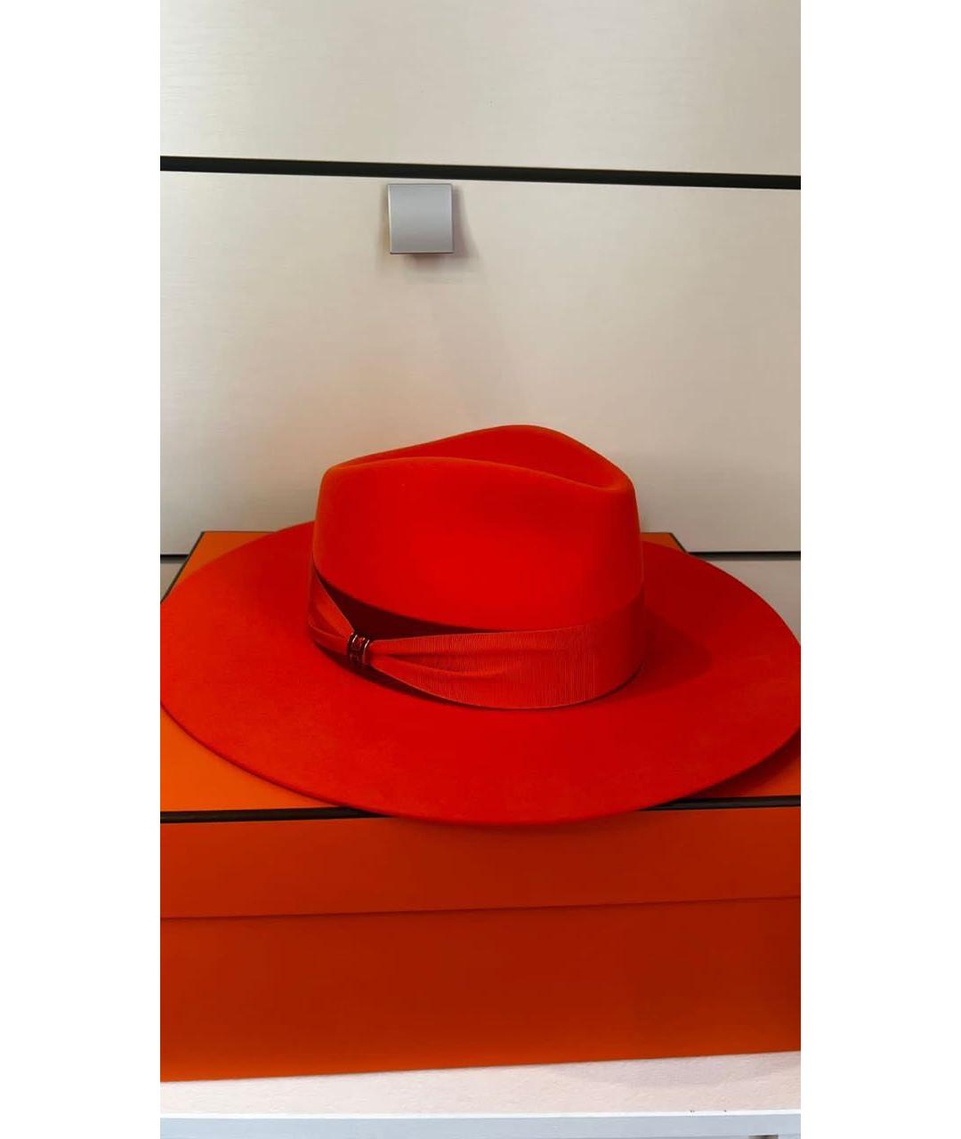HERMES Оранжевая хлопковая шляпа, фото 3