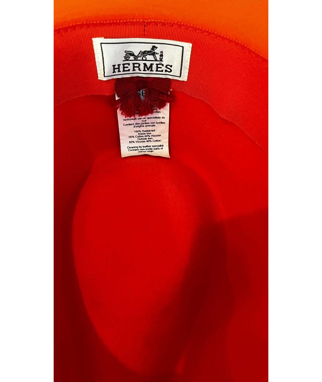 HERMES PRE-OWNED Оранжевая хлопковая шляпа, фото 4
