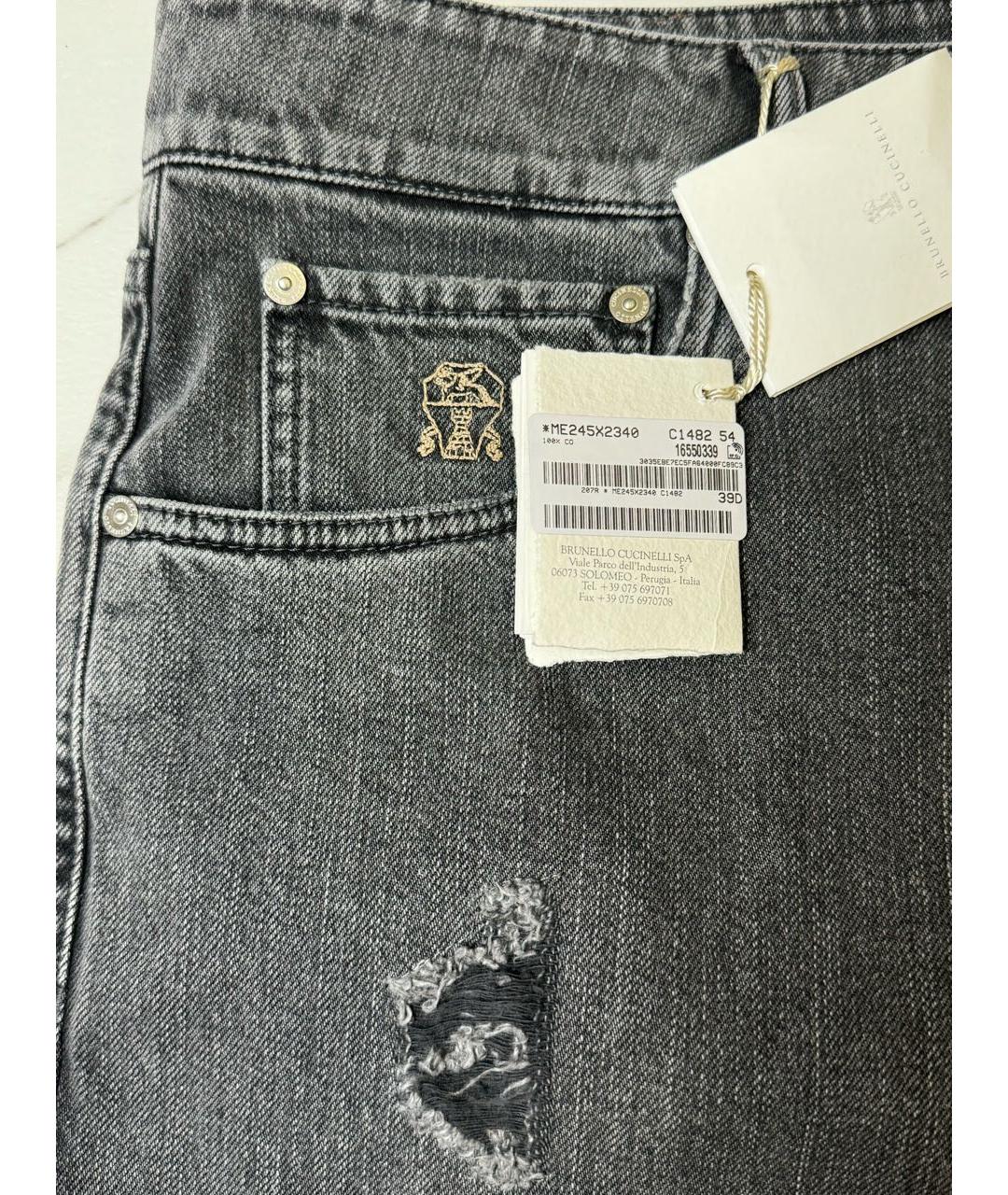 BRUNELLO CUCINELLI Серые хлопковые джинсы скинни, фото 3