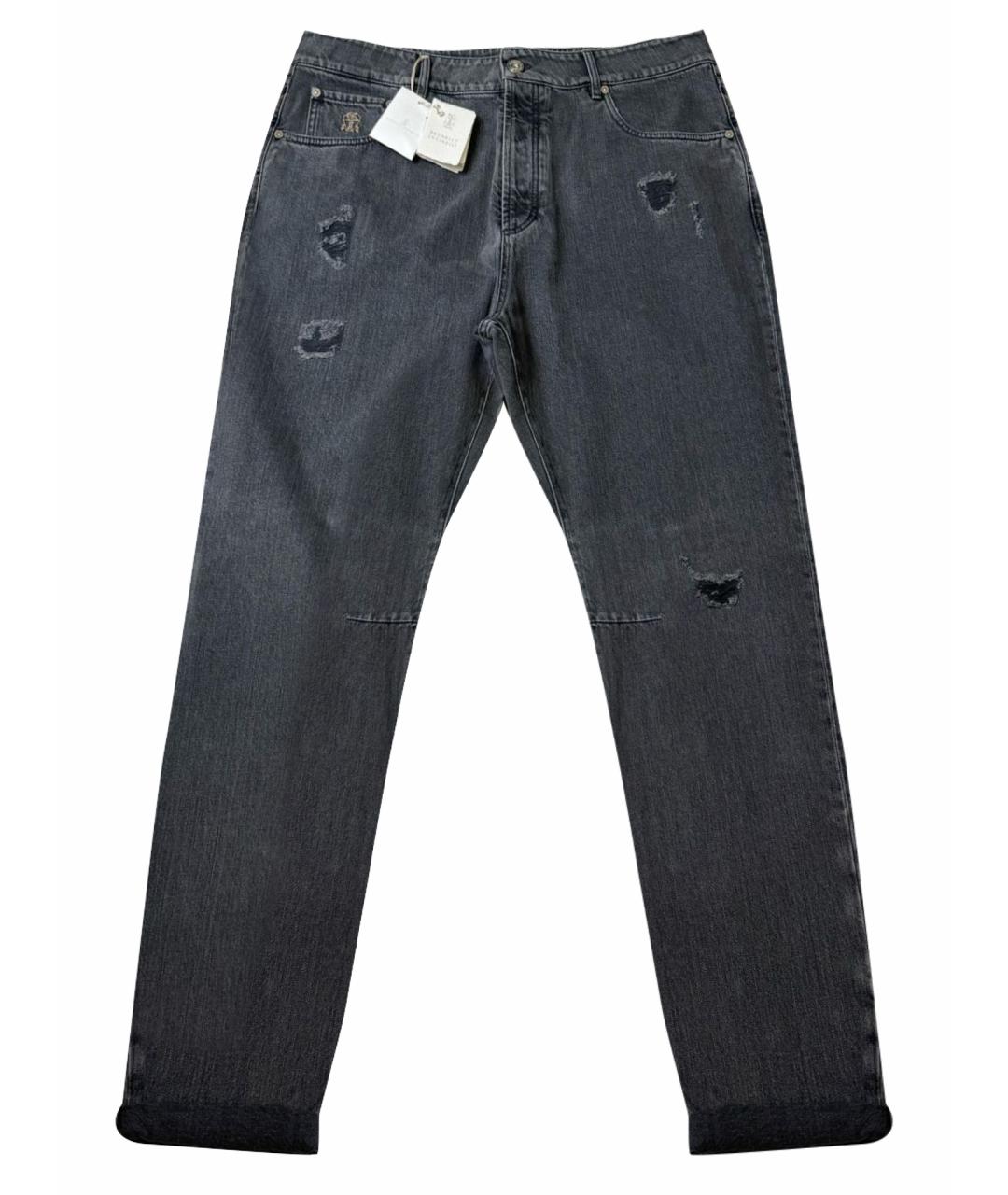 BRUNELLO CUCINELLI Серые хлопковые джинсы скинни, фото 1