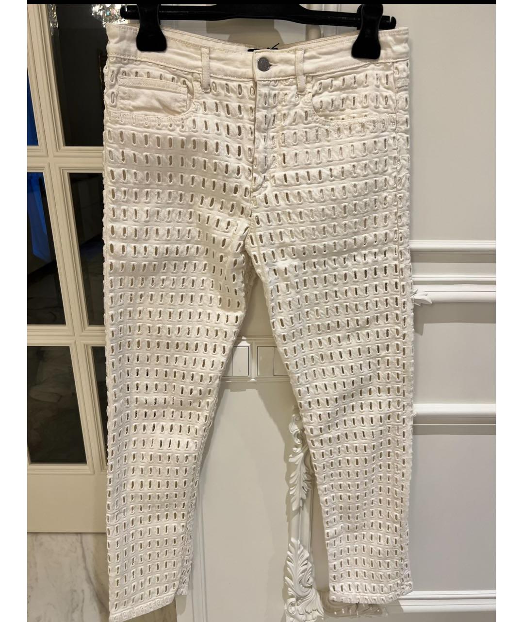 ISABEL MARANT Белые хлопко-эластановые джинсы слим, фото 4