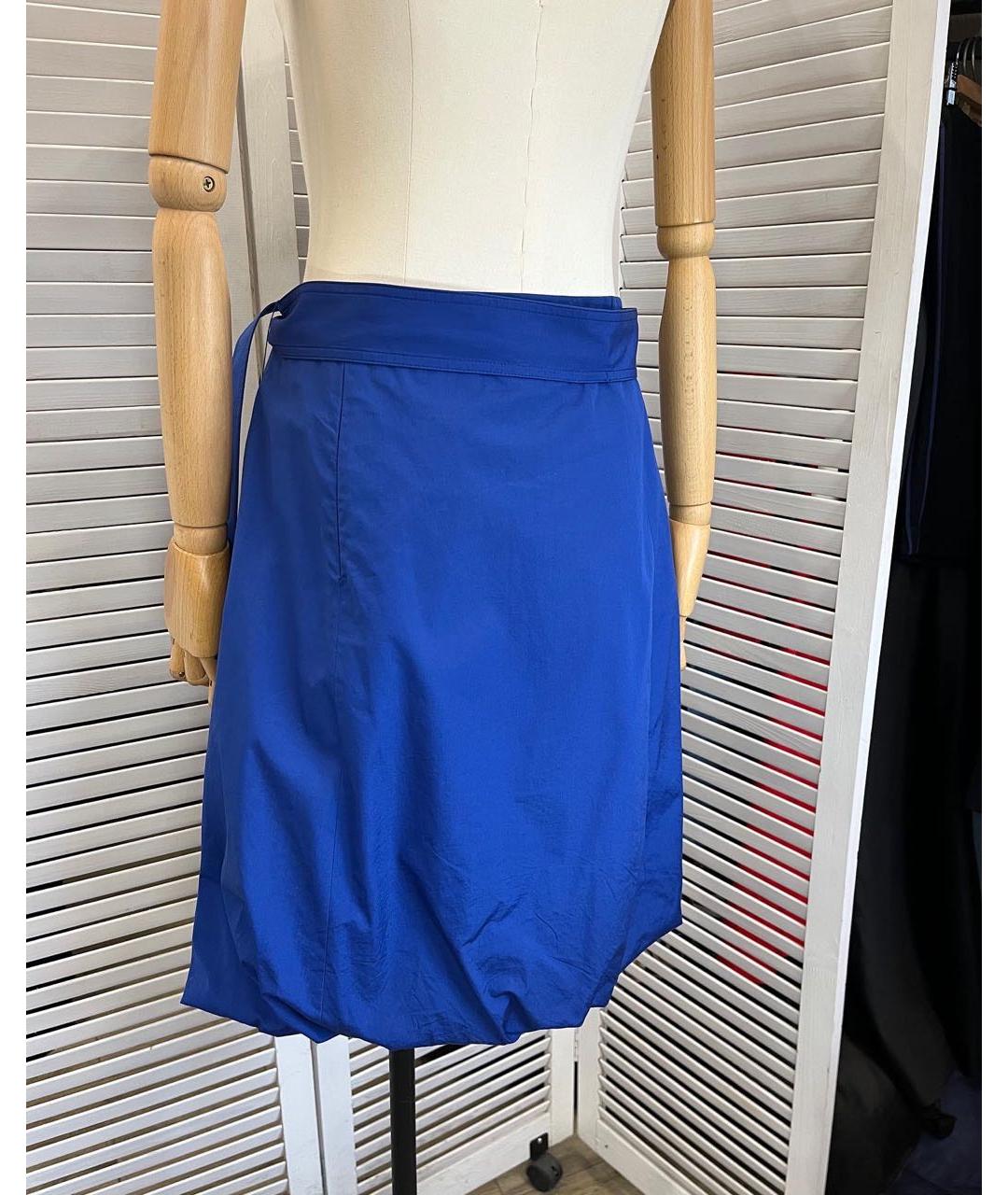 SALVATORE FERRAGAMO Синяя хлопковая юбка миди, фото 4