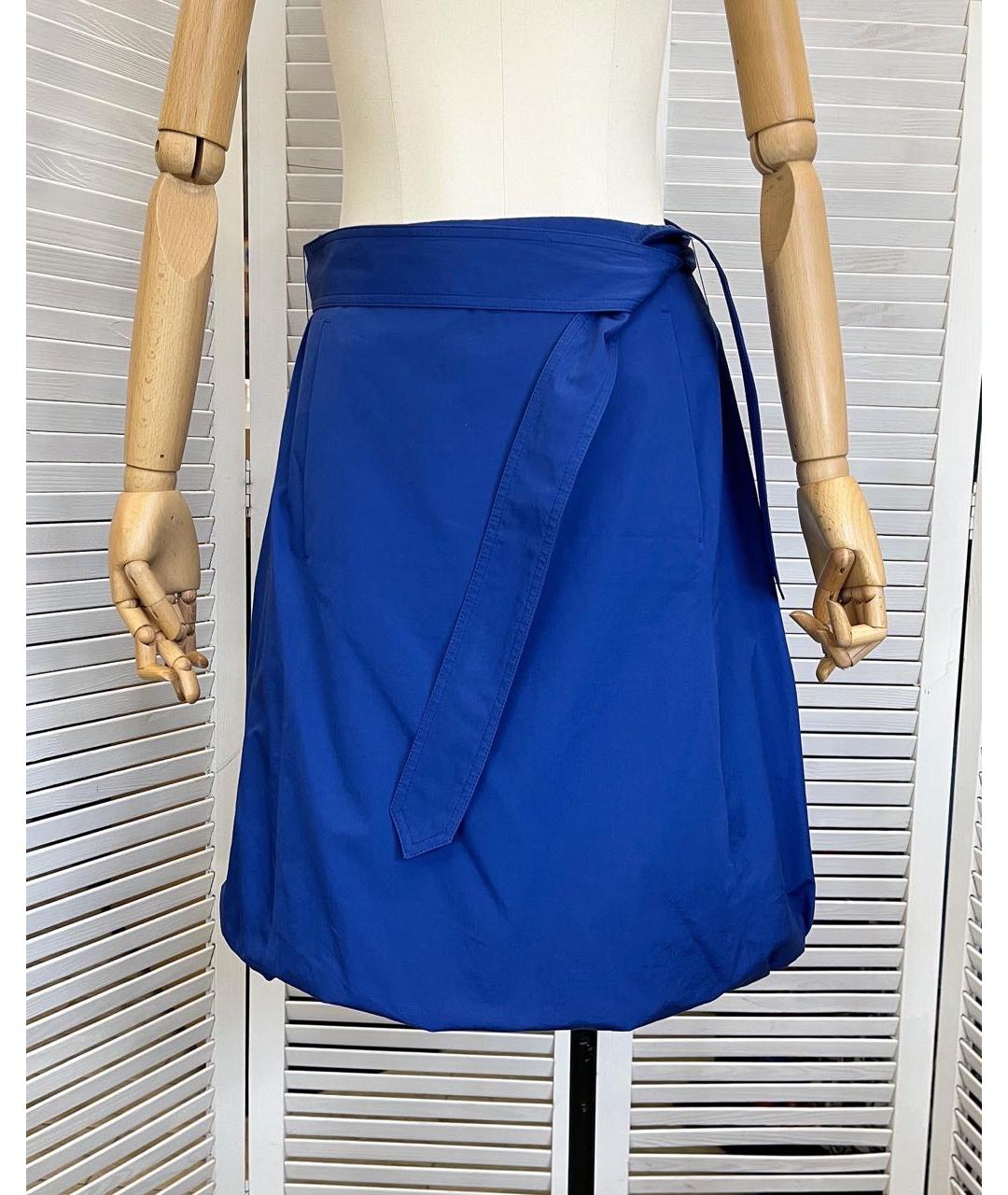 SALVATORE FERRAGAMO Синяя хлопковая юбка миди, фото 8
