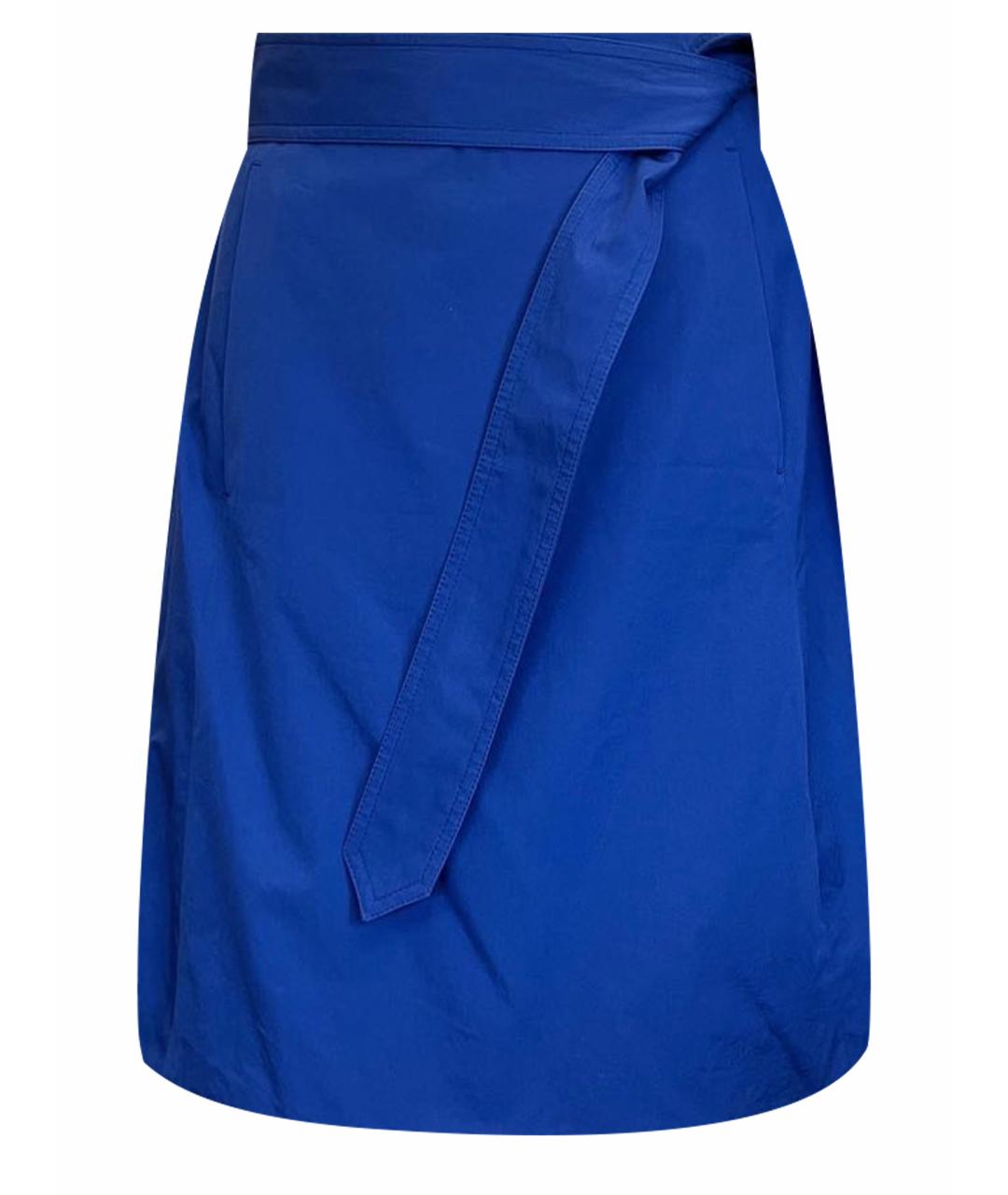 SALVATORE FERRAGAMO Синяя хлопковая юбка миди, фото 1
