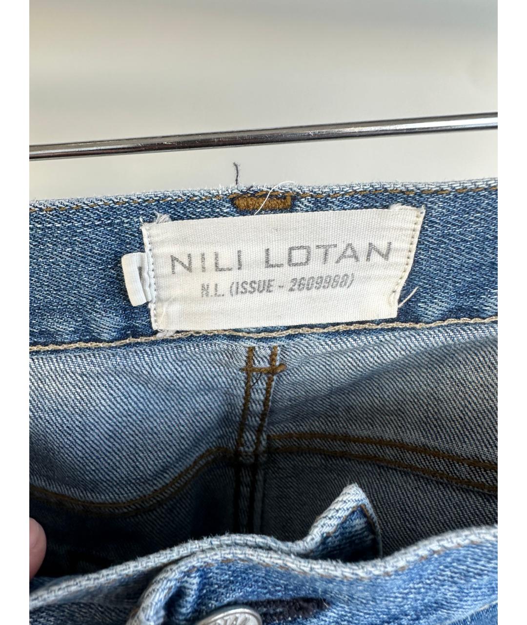 NILI LOTAN Синие хлопковые прямые джинсы, фото 3
