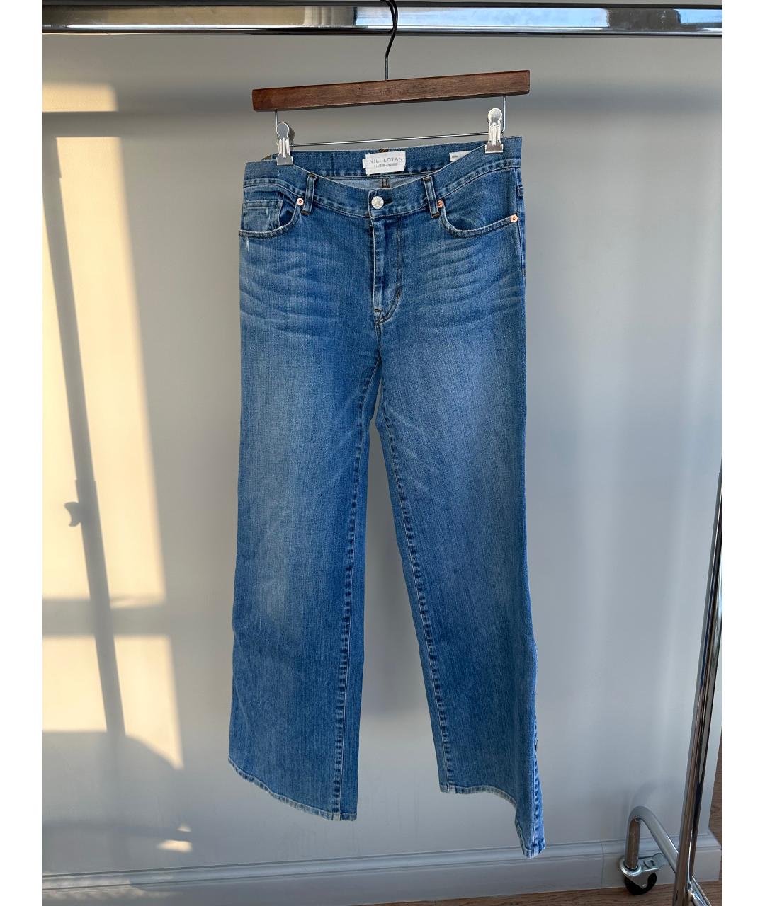 NILI LOTAN Синие хлопковые прямые джинсы, фото 6