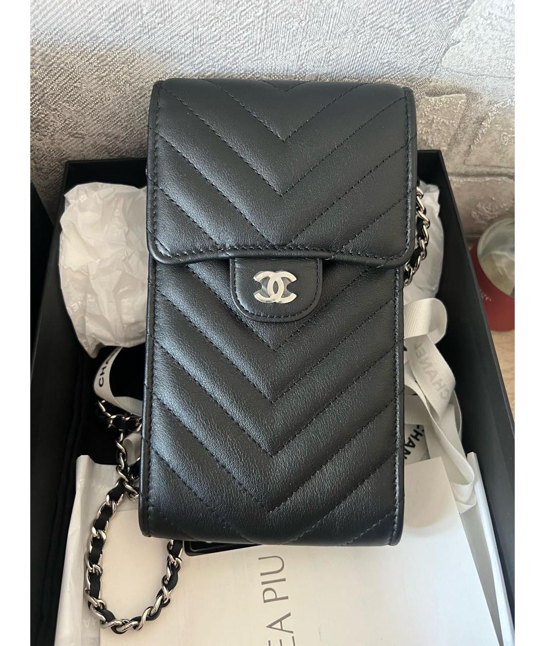 CHANEL PRE-OWNED Черная кожаная сумка через плечо, фото 5