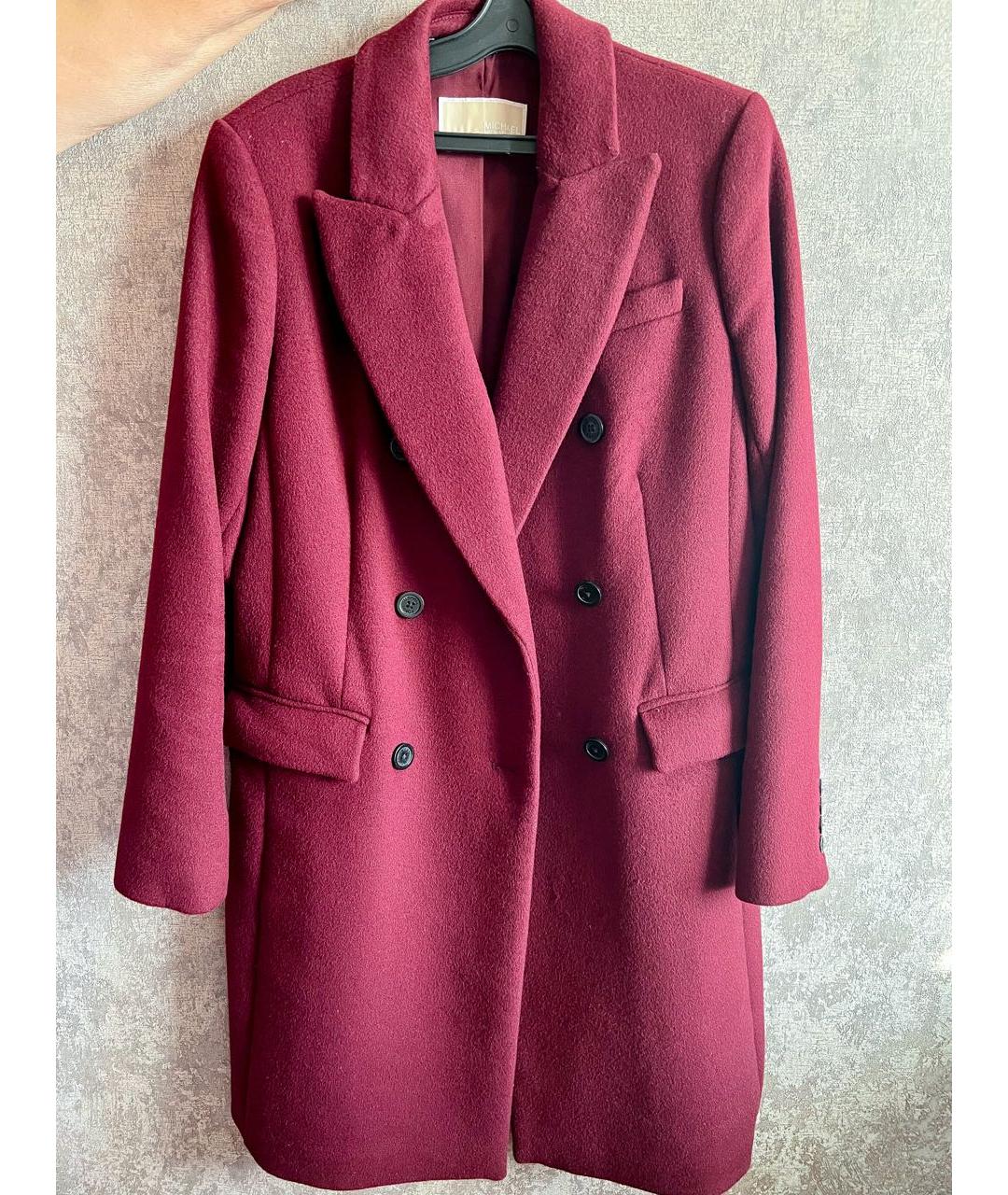 MICHAEL KORS Бордовое шерстяное пальто, фото 5