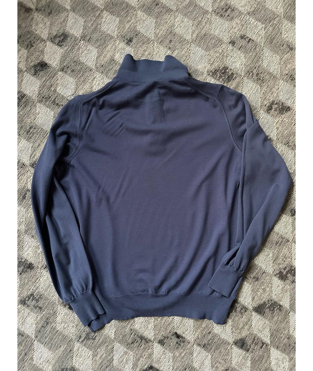 BRIONI Темно-синий шерстяной джемпер / свитер, фото 2