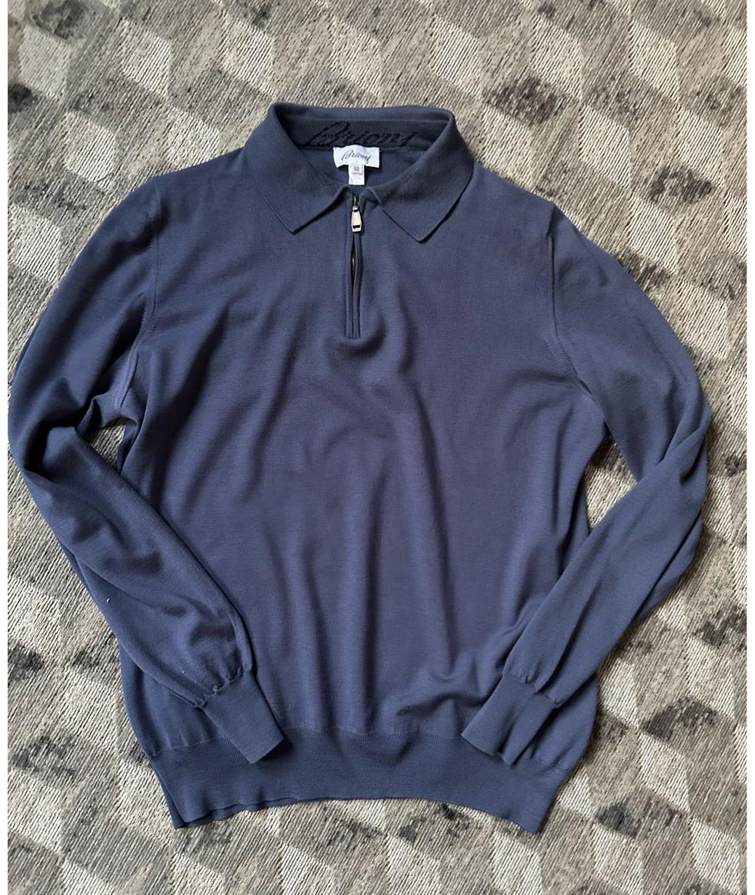 BRIONI Темно-синий шерстяной джемпер / свитер, фото 8
