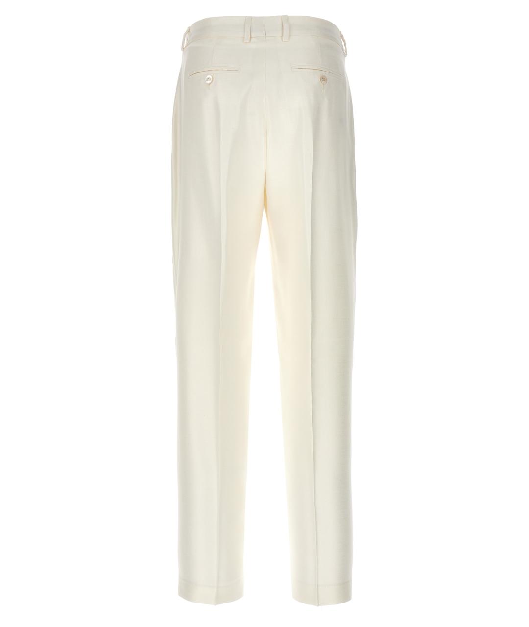 KITON Белые вискозные прямые брюки, фото 2