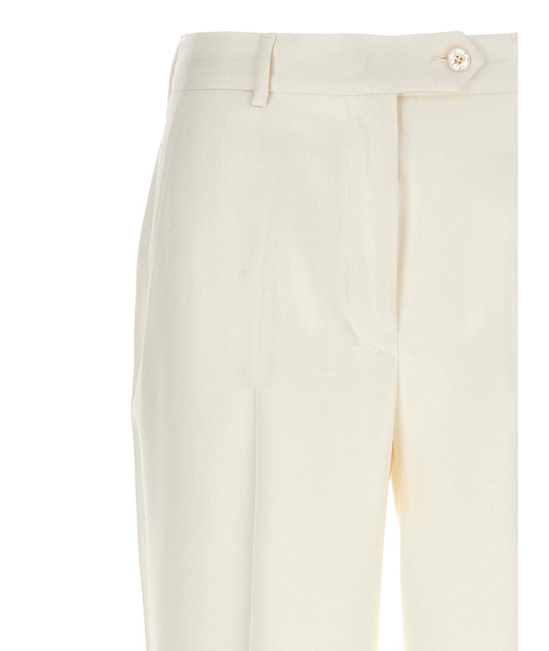 KITON Белые вискозные прямые брюки, фото 3
