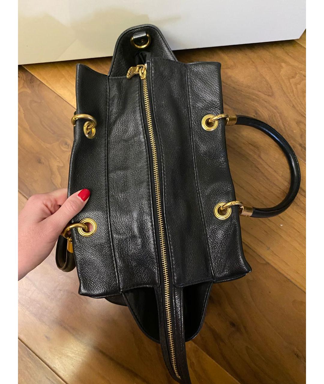 MARC BY MARC JACOBS Черная кожаная сумка с короткими ручками, фото 5