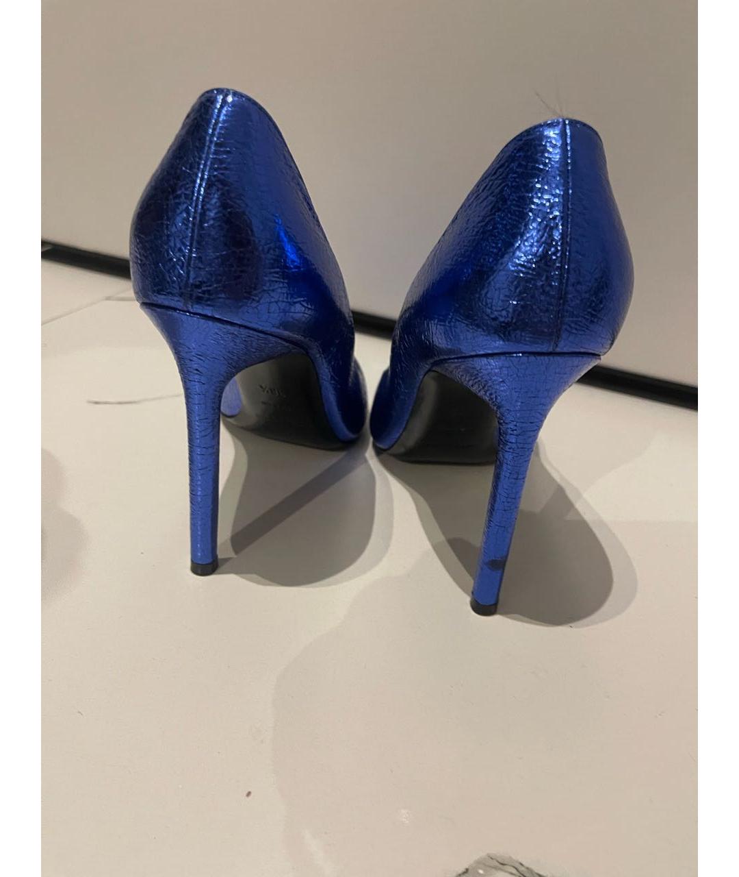 SAINT LAURENT Темно-синие кожаные туфли, фото 4