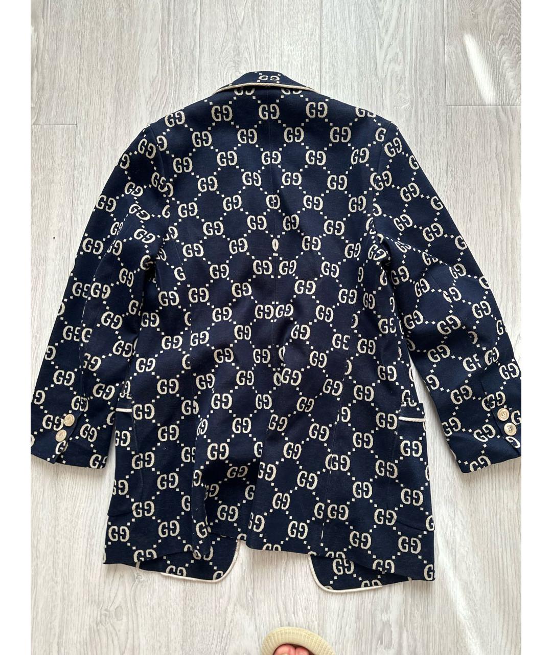 GUCCI Темно-синий хлопковый жакет/пиджак, фото 4
